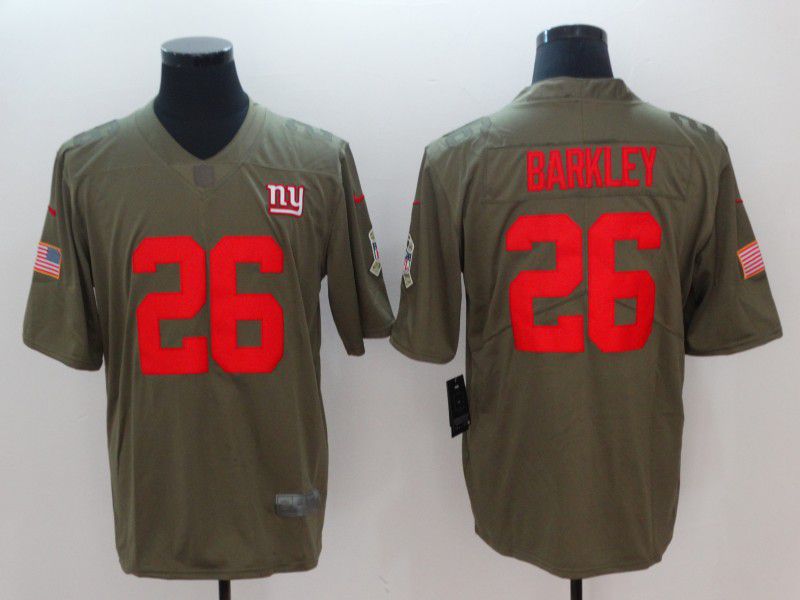 Men New York Giants #26 Barkley Green red Nike Olive Salute To Service Limited NFL Jersey->youth mlb jersey->Youth Jersey